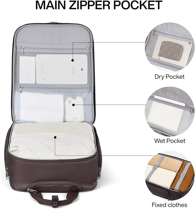 Hanke Softside Expandable Underseat Carry On luggage for Airplanes,Travel Luggage Rolling Bag Personal Item Bag Small Suitcase,Coffee,16-Inch