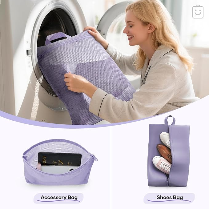Veken 11 Set Compression Packing Cubes for Travel Essentials,Compressible Expandable Large Luggage Suitcase Organizer Bags for Clothing,Durable Space Saver Storage Bags with Toiletry Bags(Purple Gray)