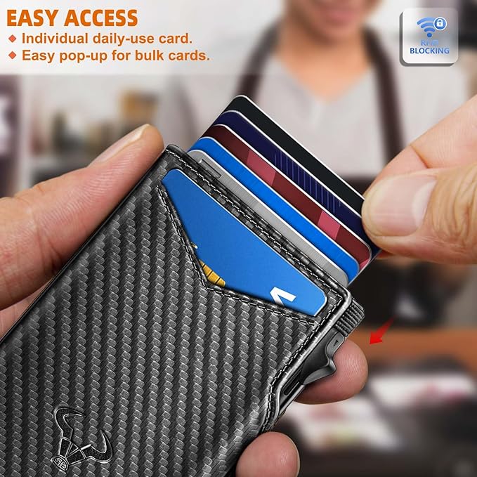 BULLIANT Men Wallet Gift Boxed,Slim Front Pocket Wallet Money Clip Card Holder 3.8"x2.7",Pop-up Access