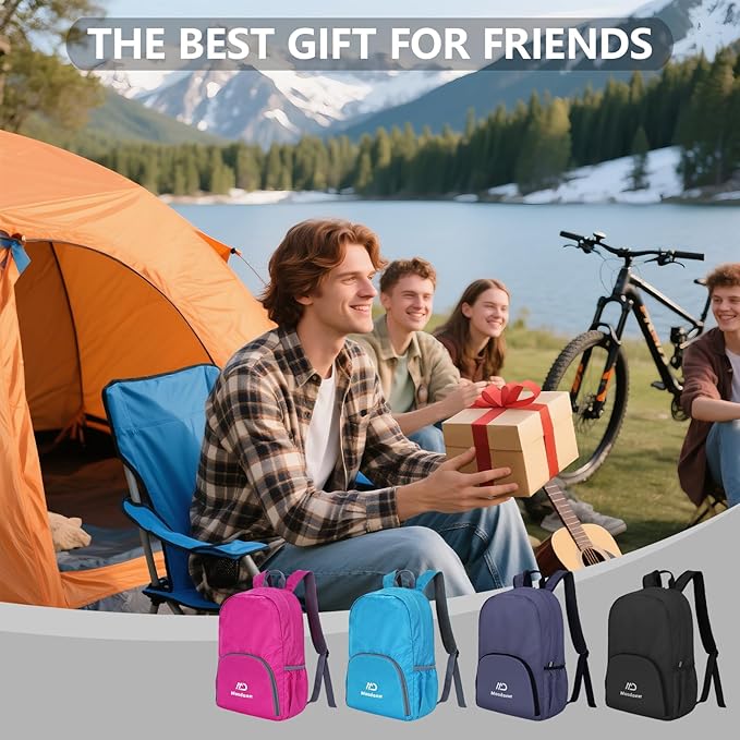 20L Ultra Lightweight Packable Backpack，Handy Foldable Waterproof Daypack for Travel, Collapsible Hiking Backpack Camping Outdoor Cycling Backpacking Women & Men, Black