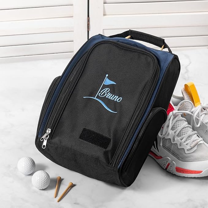 Embroidered Golf Shoe Bag Men Women Handle Strap Personalized Name Golf Shoes Carry Bag With Side Storage Pack Customized Birthday Gifts For Father Son Mother