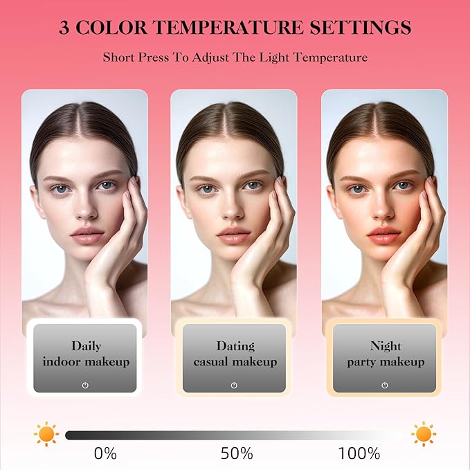 Travel Makeup Bag With LED Mirror,Cosmetic Train Case with 3 Color Setting,Cosmetic Makeup Organizer Bag with Adjustable Dividers,Portable Make up Box with Make up Brushes Holder Storage(Rose)