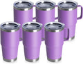 HASLE OUTFITTERS 20oz Tumbler Bulk with Lid, Stainless Steel Tumbler Bulk with Handle, Metal Insulated Travel Coffee Mug Set with Handle, Double Wall Vacuum Leak Proof Tumbler Cup, Purple 6 Pack