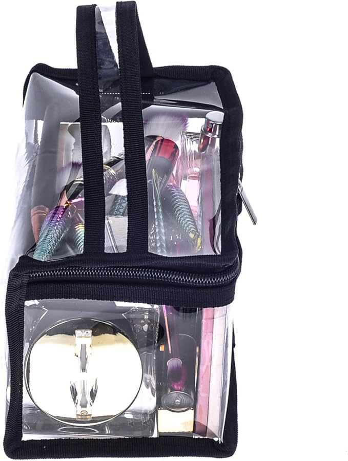 Small Rectangular Clear PVC Makeup Bag Make Up Artist Tool Organizer Pouch Bag Transparent Vinyl Cosmetic Bag Actor Bag with Handle