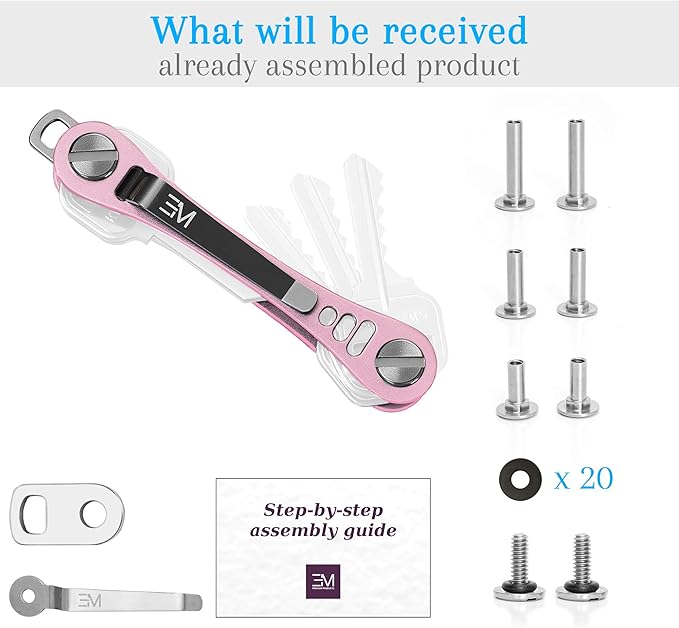 EM Premium Products Compact Key Holder - Pocket Key Organizer - 14 Keys Key Bar