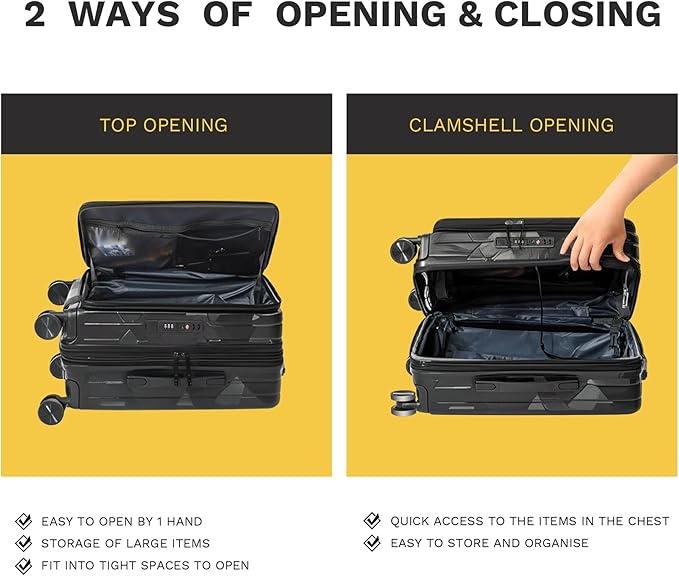 20 inch Carry On Luggage Expandable Top Opening/Clamshell Opening, TSA Approved Carry On Luggage Hard Shell Suitcases, Lightweight Away Carry On Suitcases with Large Capacity Backpack