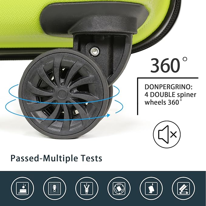 Luggage Set 3 Pieces (20/24/28) -Suitcase Set - Carry on Luggage with Wheels - Check-in Luggage - PC + ABS Durable Suitcase Rotating Silent Wheels Hardside Luggage with Spinner Wheels,5pcs (Lime)