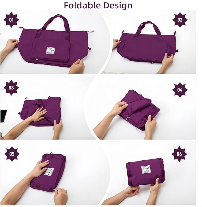 Large Capacity Foldable Travel Bag, Expandable lightweight Carry on Bag, Dry with Wet Separation Spor Duffel Bags