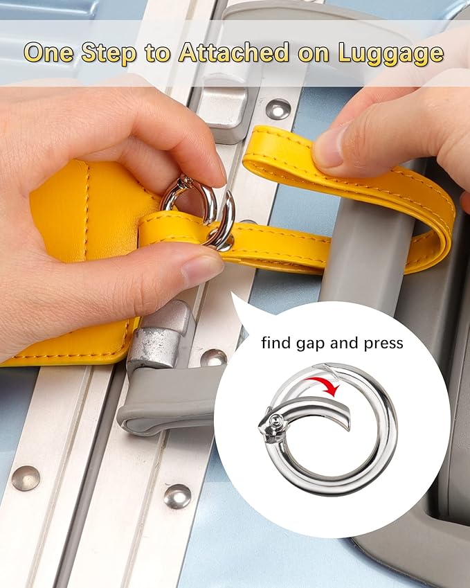 Teskyer Luggage Tags, 3 Pack Premium PU Leather Luggage Tags for Suitcases, Privacy Protection Travel Bag Tags, Yellow
