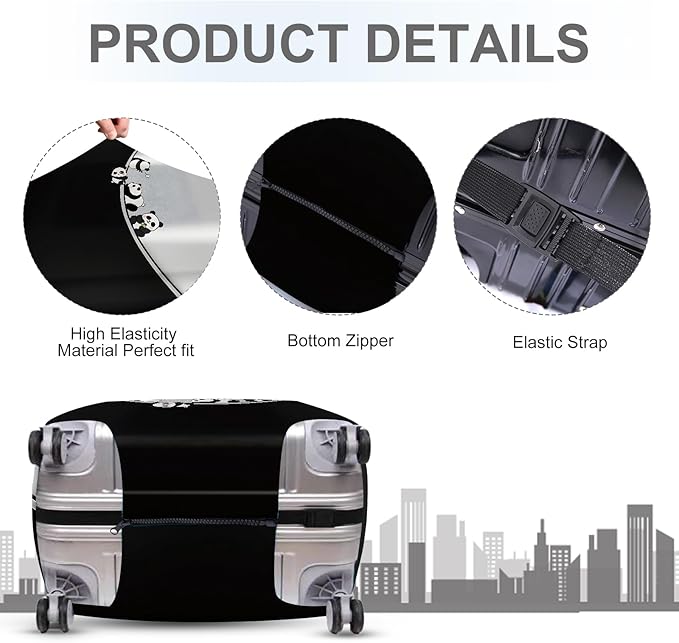 ANNA QUEEN Panda Family Luggage Cover, Cute Panda Design Suitcase Protector, Stretchable Washable Travel Sleeve for 24-26 Inch Luggage