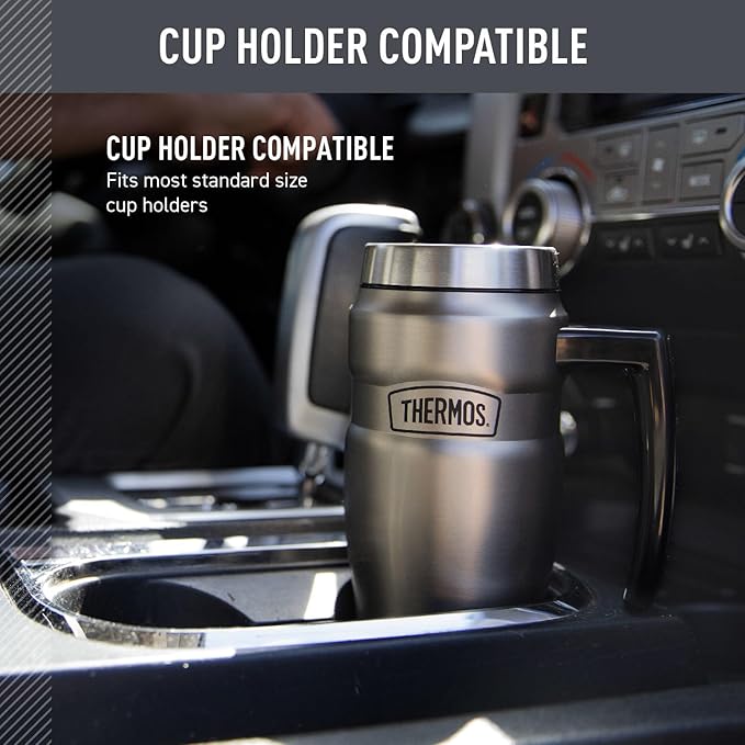 THERMOS Stainless King Vacuum-Insulated Travel Mug, 16 Ounce, Matte Stainless Steel