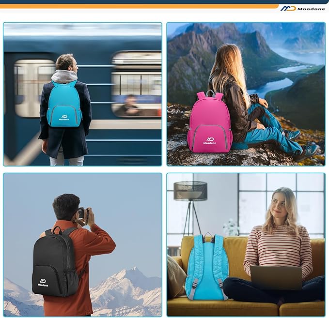 20L Ultra Lightweight Packable Backpack，Handy Foldable Waterproof Daypack for Travel, Collapsible Hiking Backpack Camping Outdoor Cycling Backpacking Women & Men, Black