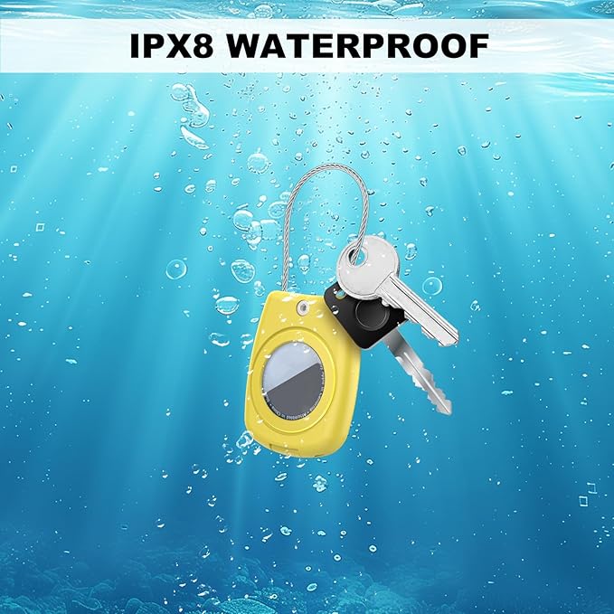 IPX8 Waterproof Airtag Holder Air Tag Case with Keychain, 4-Pack AirTags All-Round Protect Case for Apple Tag Tracker, Air Tags Holder for Luggage, Key, Pet, Backpack（4 Colors）