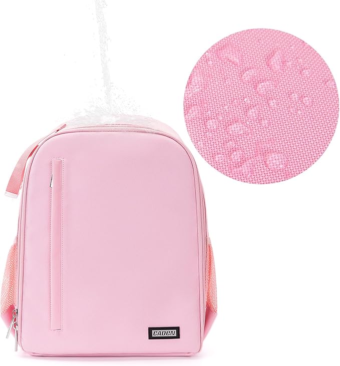 CADeN Camera Backpack Bag Professional for DSLR/SLR Mirrorless Camera Waterproof, Camera Case Compatible for Sony Canon Nikon Camera and Lens Tripod Accessories (Small, Pink)