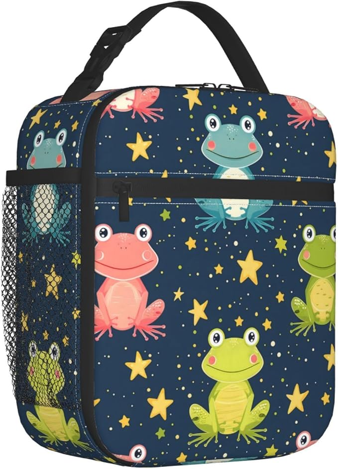 Frog Insulated Lunch Box for Women Men Frog Lunch Bag for Travel,or Fishing Polyester Frog Lunch Box