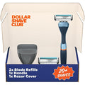 Dollar Shave Club | The Guest Pass Shave Set | 2 Swift Rinse Refill Cartridges, 1 Handle (Blue), 1 Razor Cover, Razors for Men