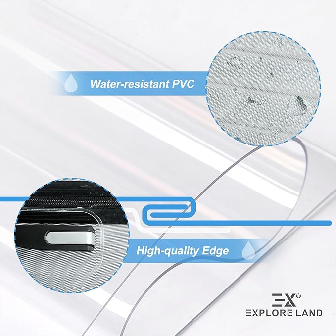Explore Land Clear Luggage Cover Tough Protector Fits for 24 Inches Suitcase for Travel Airplane (PVC, M)