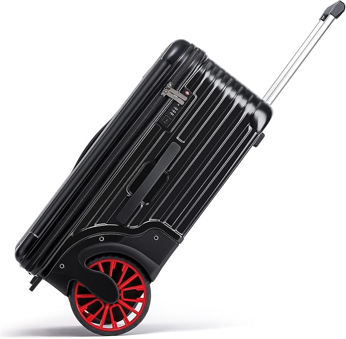Extra Large Wheels 80L Luggage Hard Shell Suitcase Top Opening Hardside Travel Checked Luggage with TSA Lock (Black, 25-Inch)