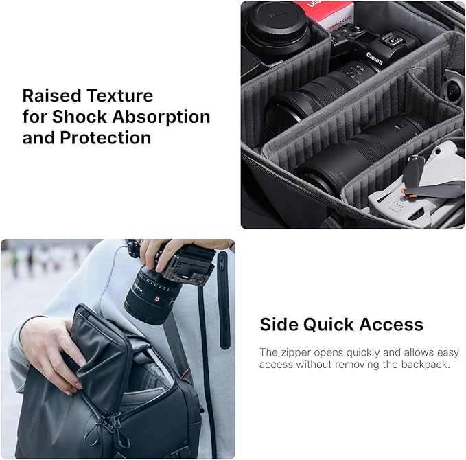 UURig ULANZI BP09 Traker Camera Backpack • 22L • Versatile Camera Travel Bag • Quick Access • Well Organized Professional Photography Storage • Shoulder Backpack • for Sony/Nikon DSLR Cameras
