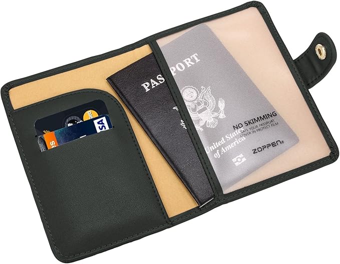 ZOPPEN Passport Holder Women, Passport Cover Travel Wallet Rfid Blocking Passport Wallet Cover Case Travel Essentials Document Organizer, Green