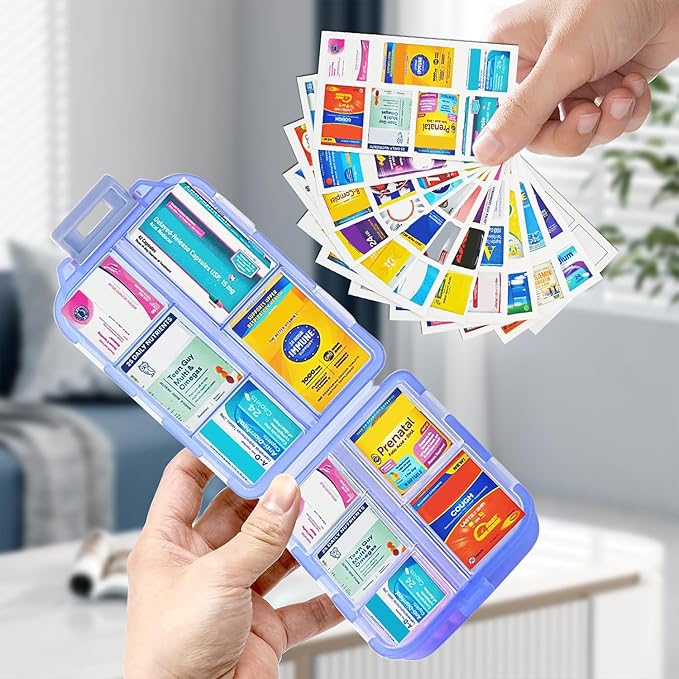 Small Pill Case Travel Pill Box Cute Pill Organizer for Purse Portable Daily Medicine Organizer 10 Compartment Pill Holder for Vitamins, Fish Oil, Supplements