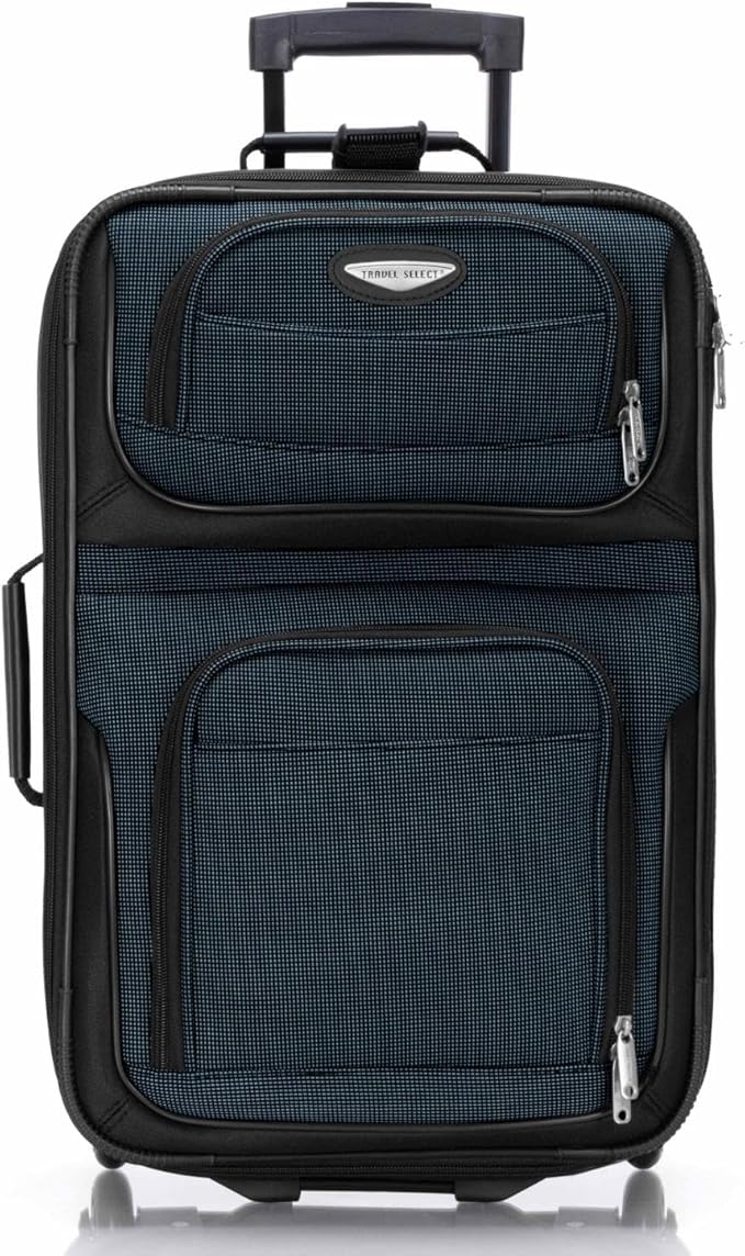 Travel Select Amsterdam 2-Piece Softside Expandable Rolling Luggage Set, 2-Wheel Suitcase with Travel Tote, Lightweight Durable Polyester, Navy
