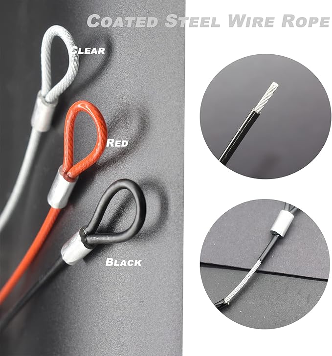 15 pcs 7.9 inch(20cm) 3mm Thickness Stainless Steel Wire Cable with Loops Vinyl Cover Coated Short Rope Lanyard Lock Safety Tether Chains,Red
