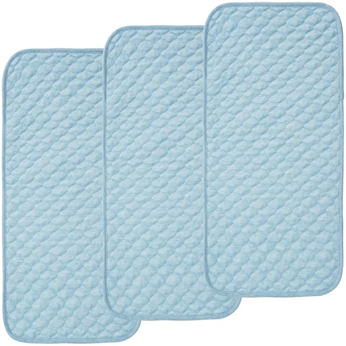 BlueSnail Quilted Thicker Waterproof Changing Pad Liners,3 Count(Blue 13” x 27”)