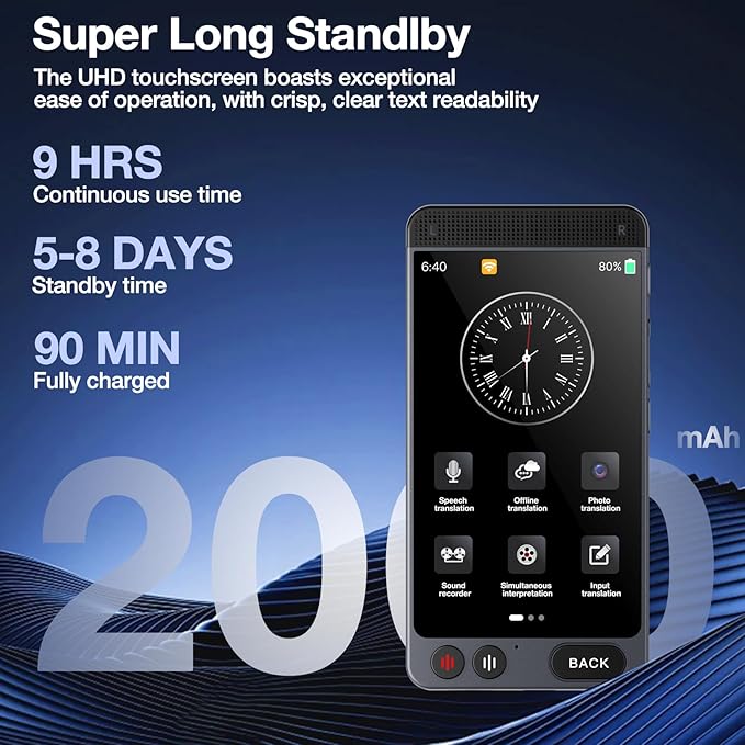 Offline Language Translator Device, No WiFi Needed Instant Translator, 142 Languages Two Way Real - Time Voice & Photo AI Translation for Business Learning Travel