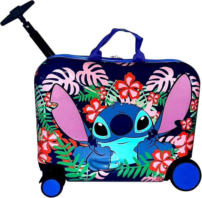Fast Forward Ride-On 18" Suitcase For Kids/Tow-Along Toddler Carry-On Luggage With Wheels (Stitch)