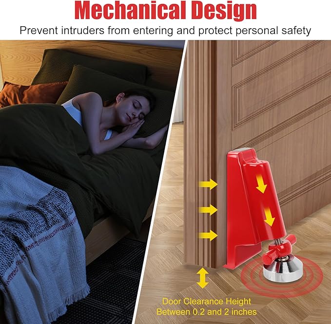 Door Stoppers Security,Portable Door Lock Brace for Home Security and Personal Protection,Apartment Hotel Door Lock,Security Jammer Stopper for Women,Personal Protection (no Alarm)