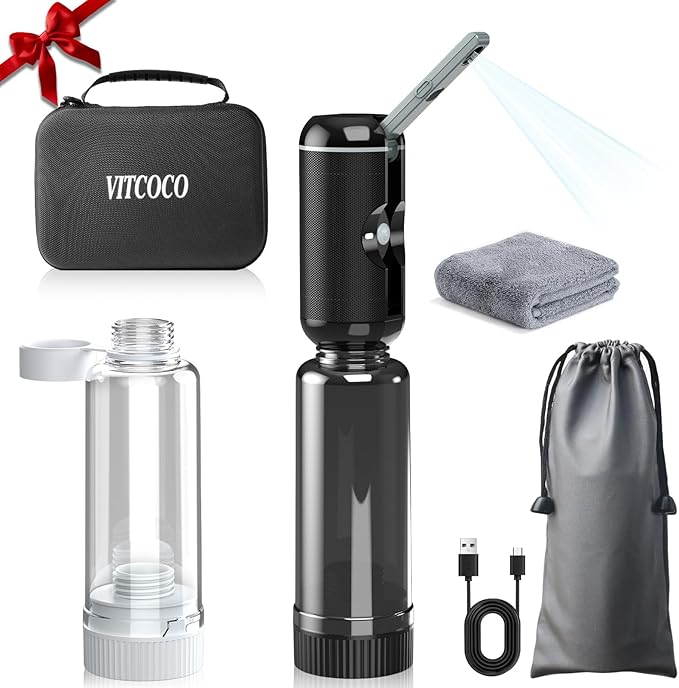 Portable Bidet for Travel, VITCOCO Electric Travel Bidet Sprayer with 2 Water Bottles and Zip Case, Rechargeable High Pressure Handheld Bidets Perfect for Personal Cleaning, Gift for Women,Friend,etc.