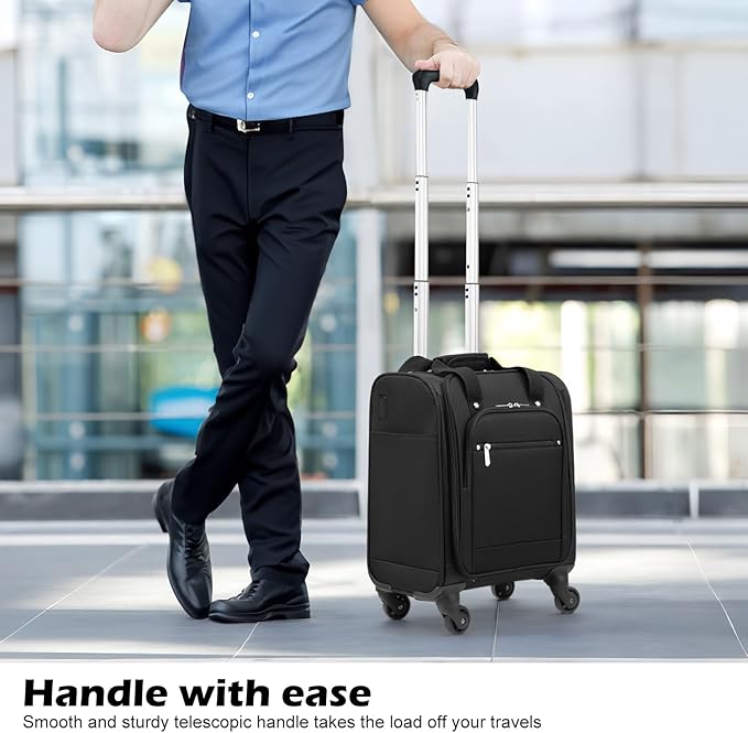 Coolife Underseat Carry On Luggage Softside Lightweight Rolling Travel Bag Spinner Suitcase