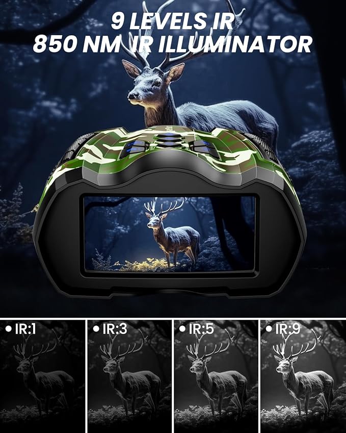 Night Vision Goggles, 4K Binoculars with Camera, 3.5" HD Display and 32GB TF Card, 9 Gear Night Vision, 10X Digital Zoom, 4000mAh Battery Nightvision