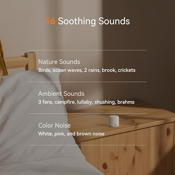 Dreamegg Portable White Noise Machine - Travel Sound Machine for Sleep, Features Powerful Battery, Egg-Sized, 16 Nature Sounds, Timer, Sound Machine for Baby Adults Office Privacy Home Gift