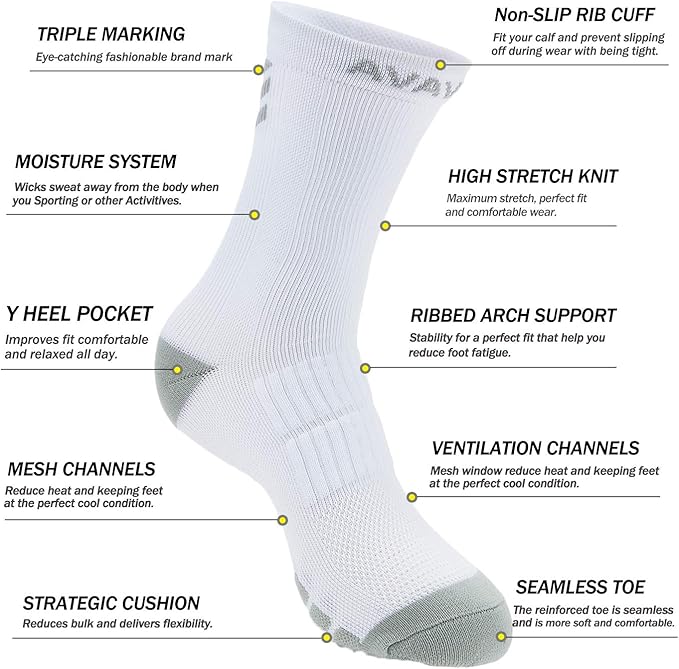 DOVAVA Dri-tech Compression Crew Socks (4/6 Pairs), Comfort Boost Circulation