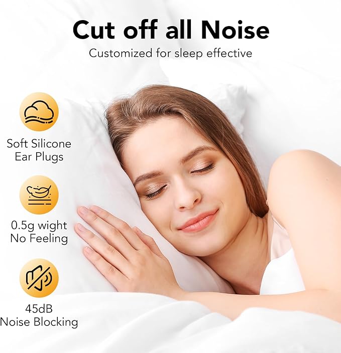 Ear Plugs for Sleeping Noise Cancelling -45dB, Soft and Reusable Silicone Hearing Protection Earplugs with 8 Eartips and Carrying Case, for Sleeping, Concert, Working, Studying, Traveling (Black)