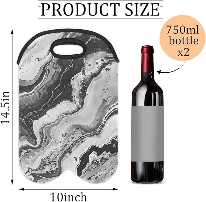 Wine Carrier Tote Personalized Bag for 2 Bottles - Neoprene Wine Bottle Holder with Carry Handle, Wine Protective Bag Insulated Bag Beer Cans Water Bottle Holder for Travel Picnic,Style15