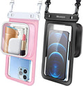 Niveaya [Floatable Floating Waterproof Phone Pouch 2 Pack-Up to 8.5", Large Space Adjustable Neck Lanyard Waterproof Phone Case, Phone Dry Bags for Vacation Beach Pool Kayak Cruise Travel Essentials