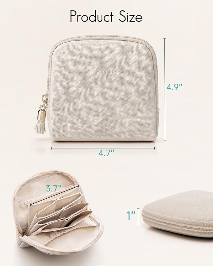 Vlando Mini Jewelry Travel Case,Jewelry Pouch Bags with Zipper,Velvet Jewelry Organizer Storage Bag for Bracelet Rings Earring Travel Essentials Gifts for Women Girl-Beige