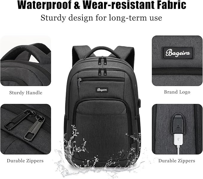 Black Backpack for School, School Backpack for Boys Girls Teens, Backpacks for Men Women, College Back Pack, Book Bag, Water Resistant Bookbag, mochilas escolares para adolescentes
