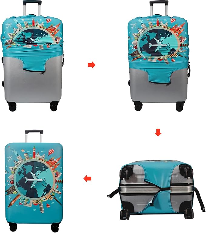 WUJIAONIAO Travel Luggage Cover Baggage Suitcase Cover Protector Skins 18-32 Inch (A15 Go Travel, L (for 25-28 inch luggage))