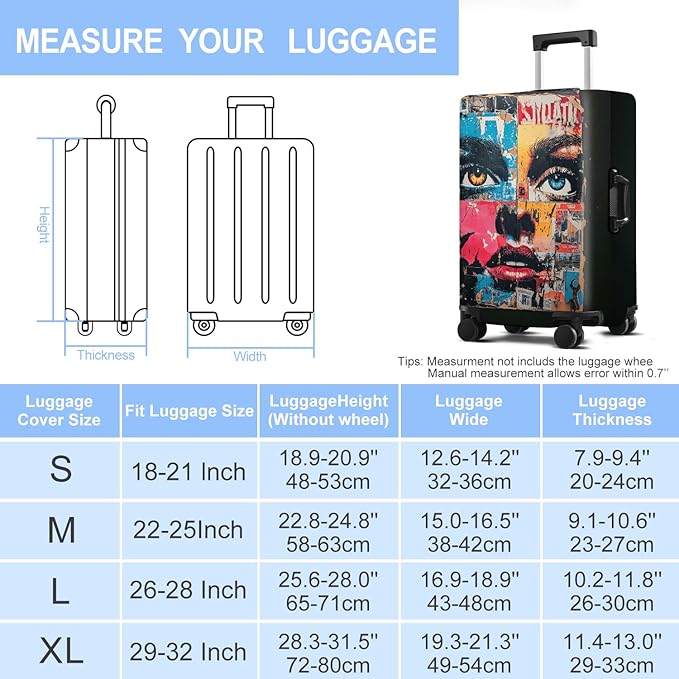Luggage Cover Washable Suitcase Protector Anti-scratch Suitcase cover Fits 20-34 Inch Luggage (Girl-4, XL(32-34inch suitcase))