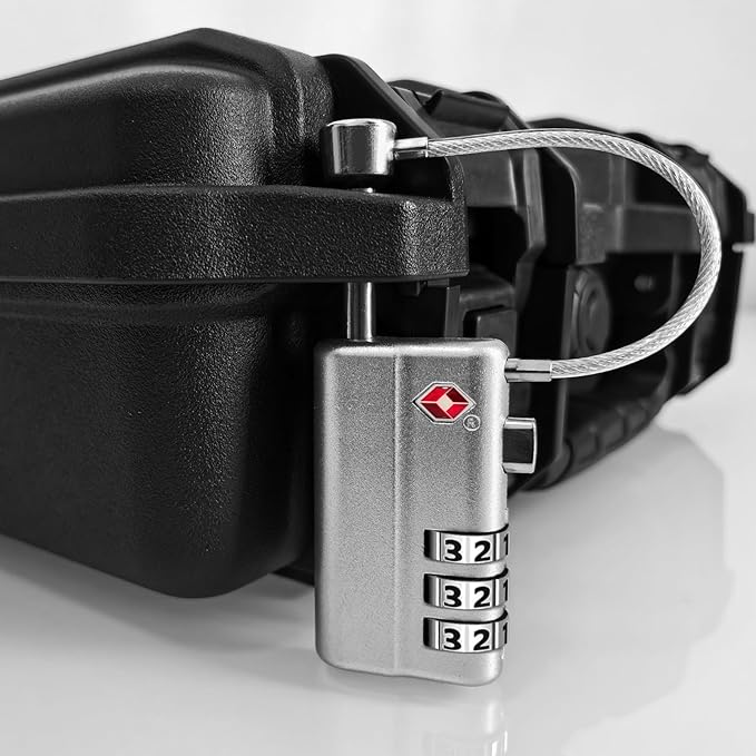 UPGRADED Gun Case Lock - Adjustable Alloy Handle, TSA Approved Gun Safe Lock, High Security Cable Locks, Secure Code Packlock for Gun Cases, Firearm Cases, Toolboxes, Travel Luggage, Silver