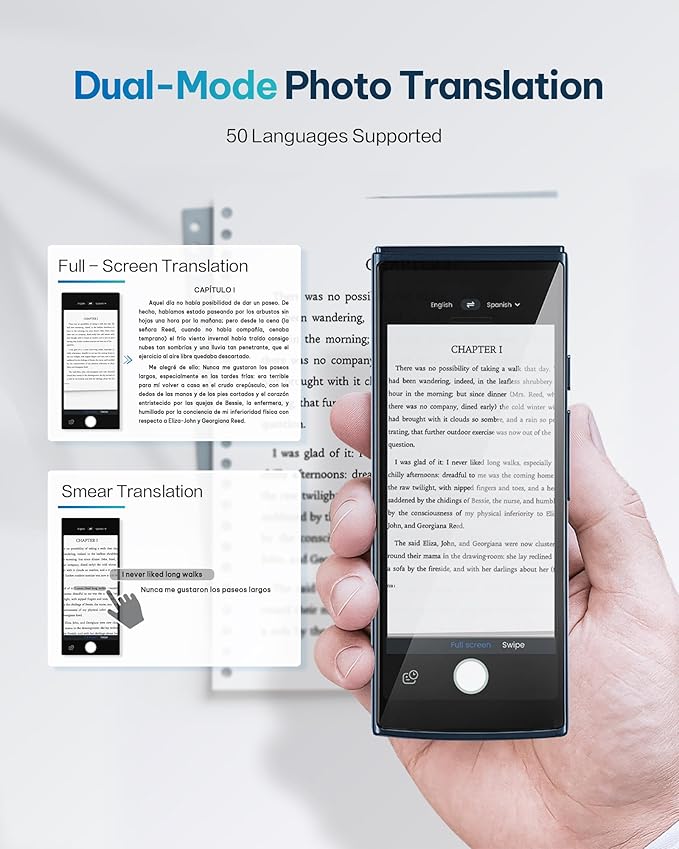 iFLYTEK AI Language Translator Device — 60 Languages, Real-Time Split-Screen & Two-Way Instant Voice Translation, 18 Offline Packs, 2-Year Global Data for K-12 Education, Business, Travel