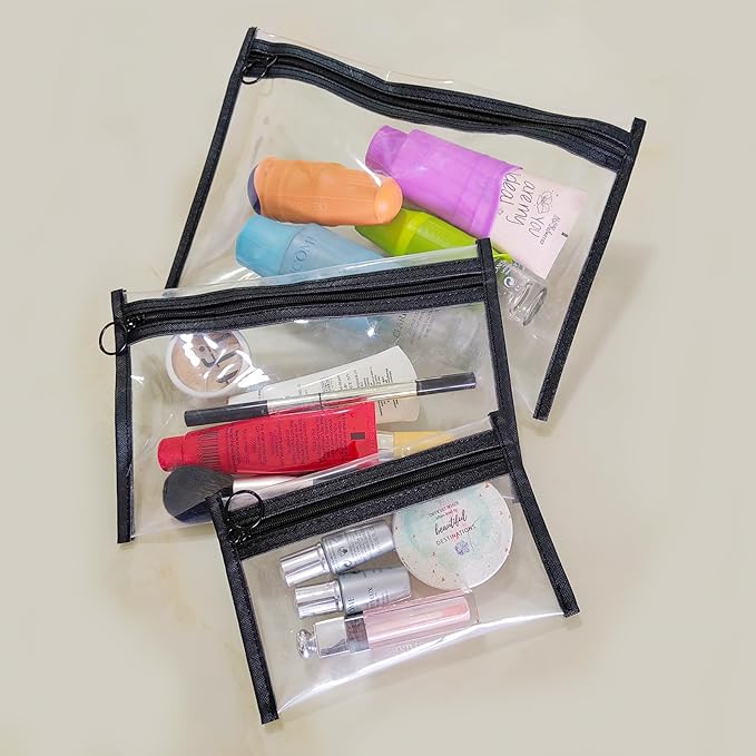 Clear Makeup Bags，small makeup bag,3pcs Makeup bag Hanging Pouches,mesh zipper pouch bags,purse organizer for Daily or Travel to Keep Small Items(Clear set)