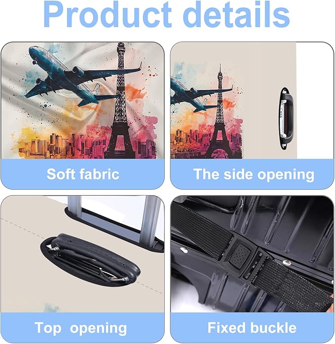 Luggage Cover Washable Suitcase Protector Anti-scratch Suitcase cover Fits 20-34 Inch Luggage (Tower-2, XL(32-34inch suitcase))