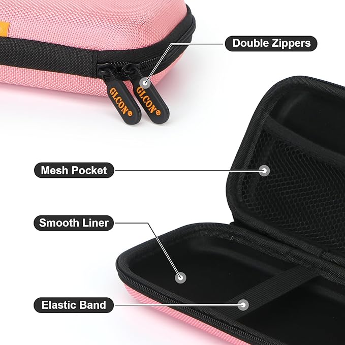 Shockproof Hard EVA Carrying Case for External Hard Drive, Samsung T9, Anker Power Bank, Cell Phone - Portable Small Electronic Accessories Organizer Zipper Kawaii Travel Pouch - Light Pink
