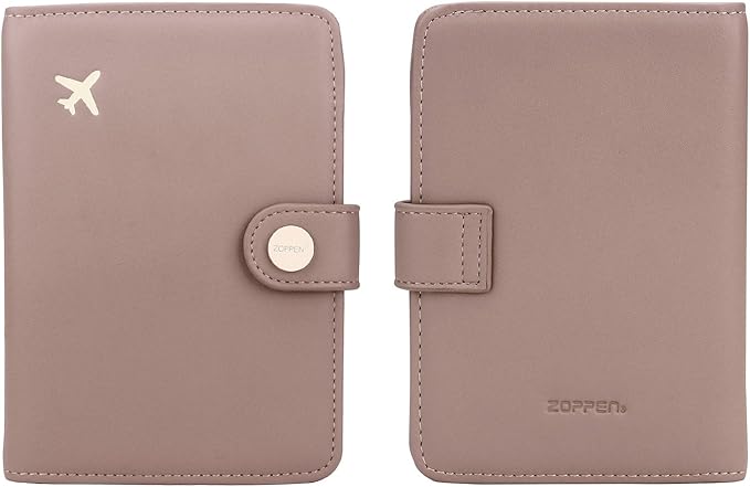 ZOPPEN Passport Holder Women, Passport Cover Travel Wallet Rfid Blocking Passport Wallet Cover Case Travel Essentials Document Organizer, Dusty Pink