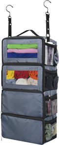 Hanging Travel Organizer, Carry on Luggage Suitcase Organizer, Travel Essentials Portable Travel Shelves Packing Cube for Travel Cruise Small, Gray